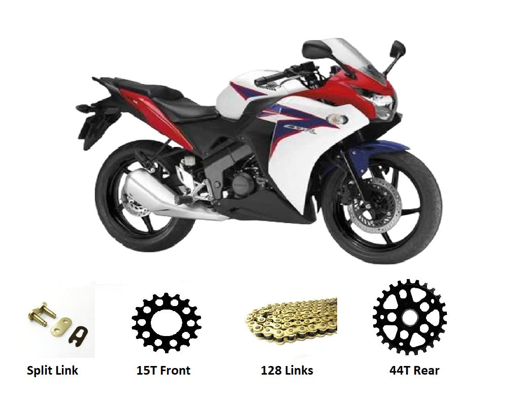 Honda CBR 125 R B-D 2011 - 2016 GOLD Chain and Sprockets Set