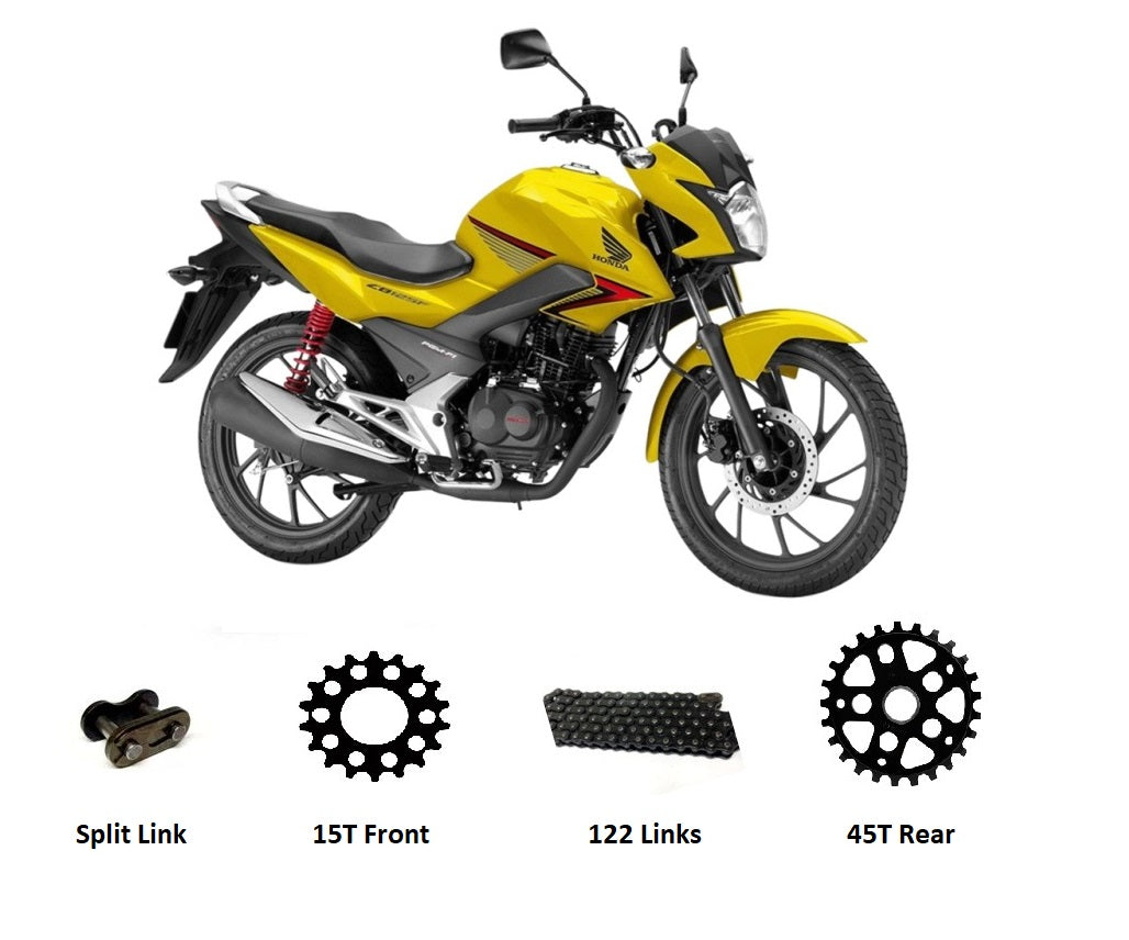 Honda CB125F (GLR125) 2015 - 2021 BLACK Chain & Sprockets Set