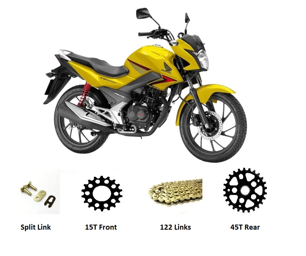 Honda CB125F (GLR125) 2015 - 2021 GOLD Chain & Sprockets Set