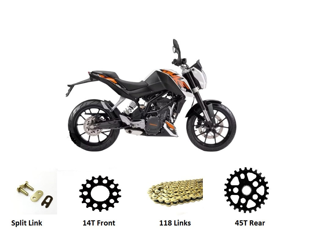 KTM Duke 125 2014 - 2022 GOLD Chain and Sprockets Set