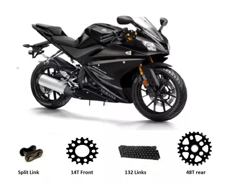 Yamaha YZF R125 2008 - 2018 BLACK Chain & Sprockets set