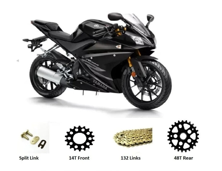 Yamaha YZF R125 2008 - 2018 GOLD Chain & Sprockets set
